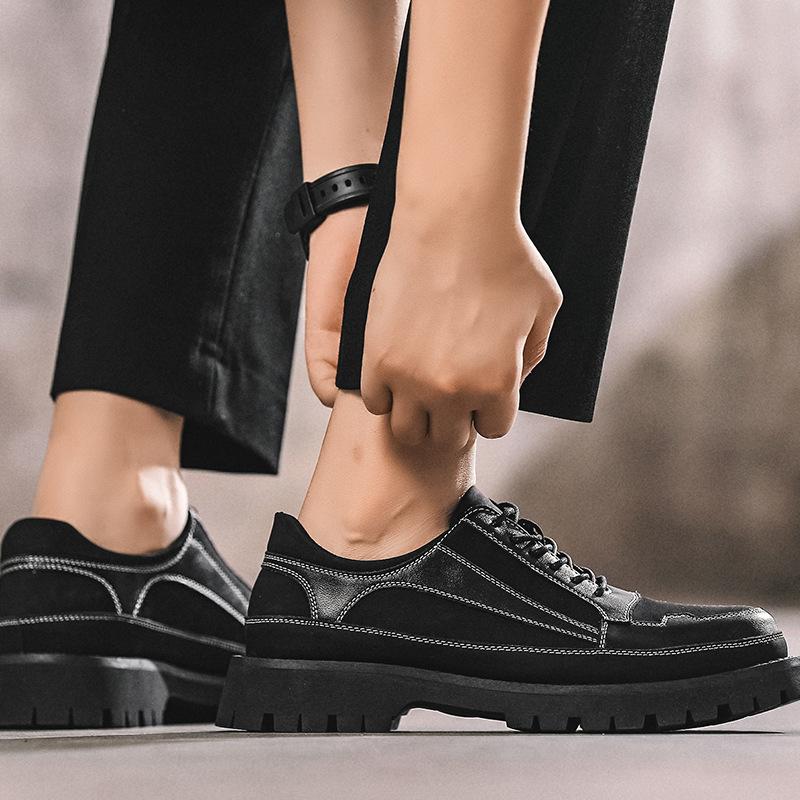 Новые кожаные мужские туфли в корейском стиле, модные, универсальные, красивые, на шнуровке, повседневные, подростковые, британские, черные, маленькие кожаные туфли