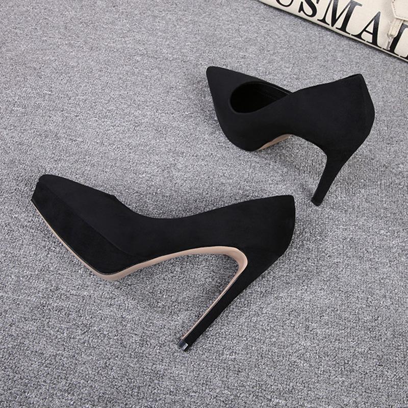 Женские замшевые туфли на шпильке, сексуальный подиумный банкет, каблук 12 см, платформа WZ 2,5