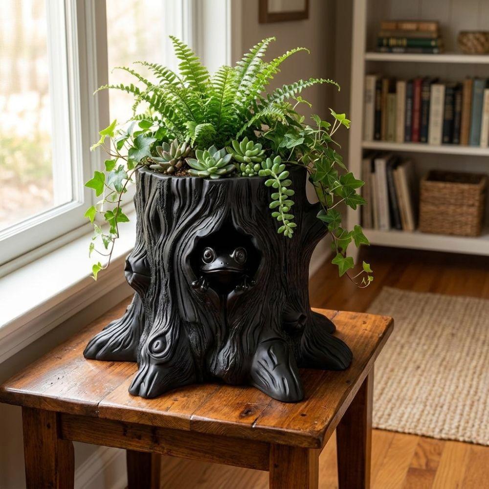 Decorative Frog Shaped Flowerpot 3D Printed Stump Potted Plant Pen Holder Desktop Organizer