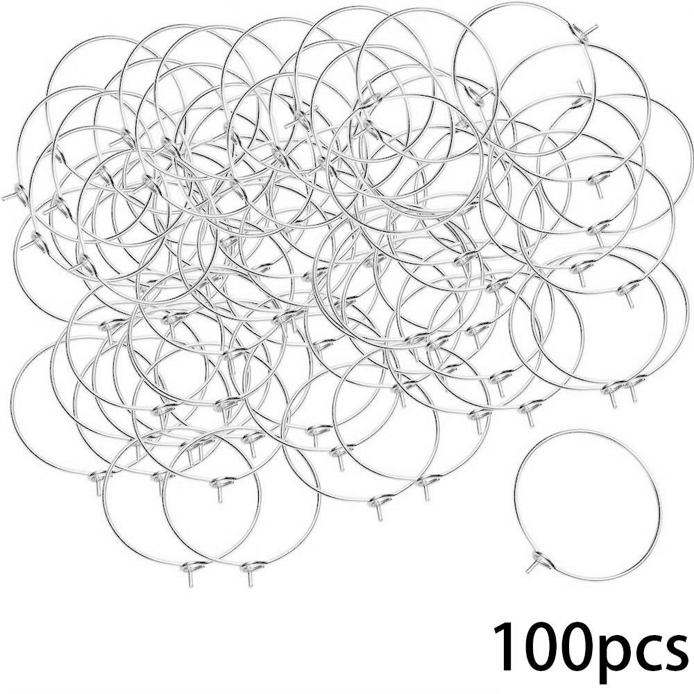 50/100/200 шт. держатель для сережек из сплава, кольцо-подвеска из бокала для вина, открытые серьги 25 мм, кольцо из бисера, любимец вечеринок