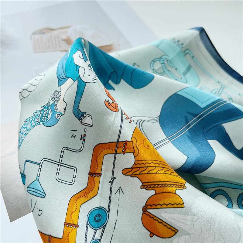 53*53cm Square Silk Scarf Women's Fashion Printed Small Neck Scarf Office Women's Hair Belt Folar Handkerchief Women's Handkerchief Scarf