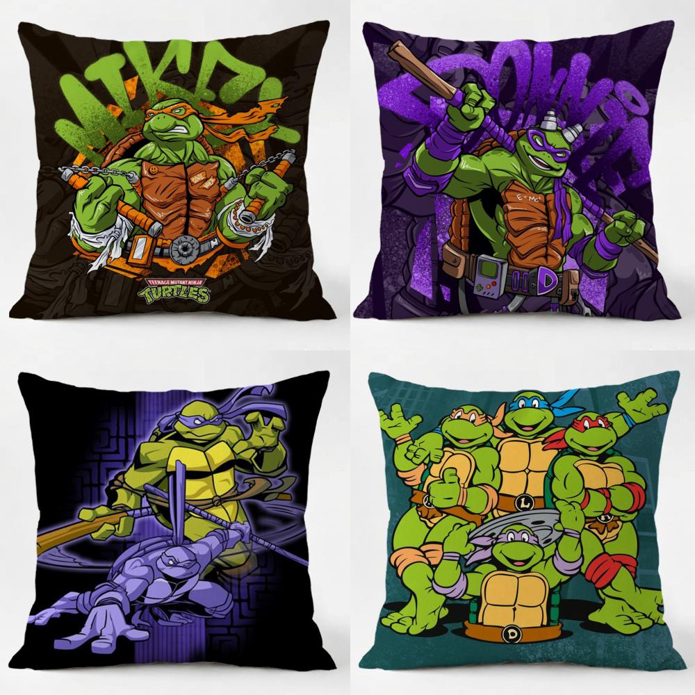 NNinja Movie TTurtles Cushion Cover Daily Washable Linen Pillowcase Soft for Sofa Bed Home Room Decor