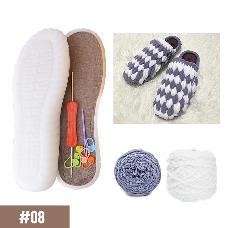 Зимние домашние тапочки своими руками крючки подошвы крючки мягкая нижняя подошва + вязание шерстяные полосатые тапочки своими руками ручная работа материал для обуви