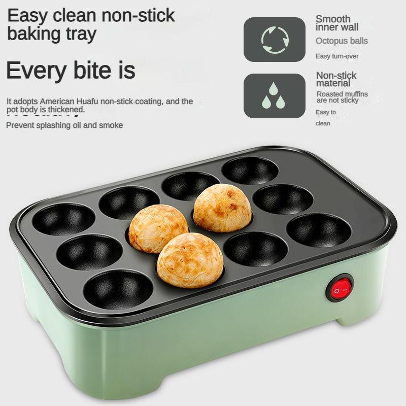 220V 12 Holes Chibi Maruko Baking Machine Household Electric Takoyaki Maker Octopus Balls Grill Pan Professional Cooking Tools