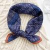 70x70cm Lightweight Square Scarf Women Vintage Black Floral Print Silk-Feel Neck Wrap UV Protection Stylish Accessory