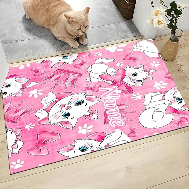 Custom Name Pink Cats Theme Carpet Rug Customizable Soft Washable Anti-Slip Home Living Room Sofa Mats Personalized Rug. 0909415