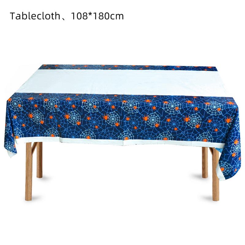 Halloween Fright Night Tablecloth: Pumpkin Ghost Castle Design, Disposable PE Material