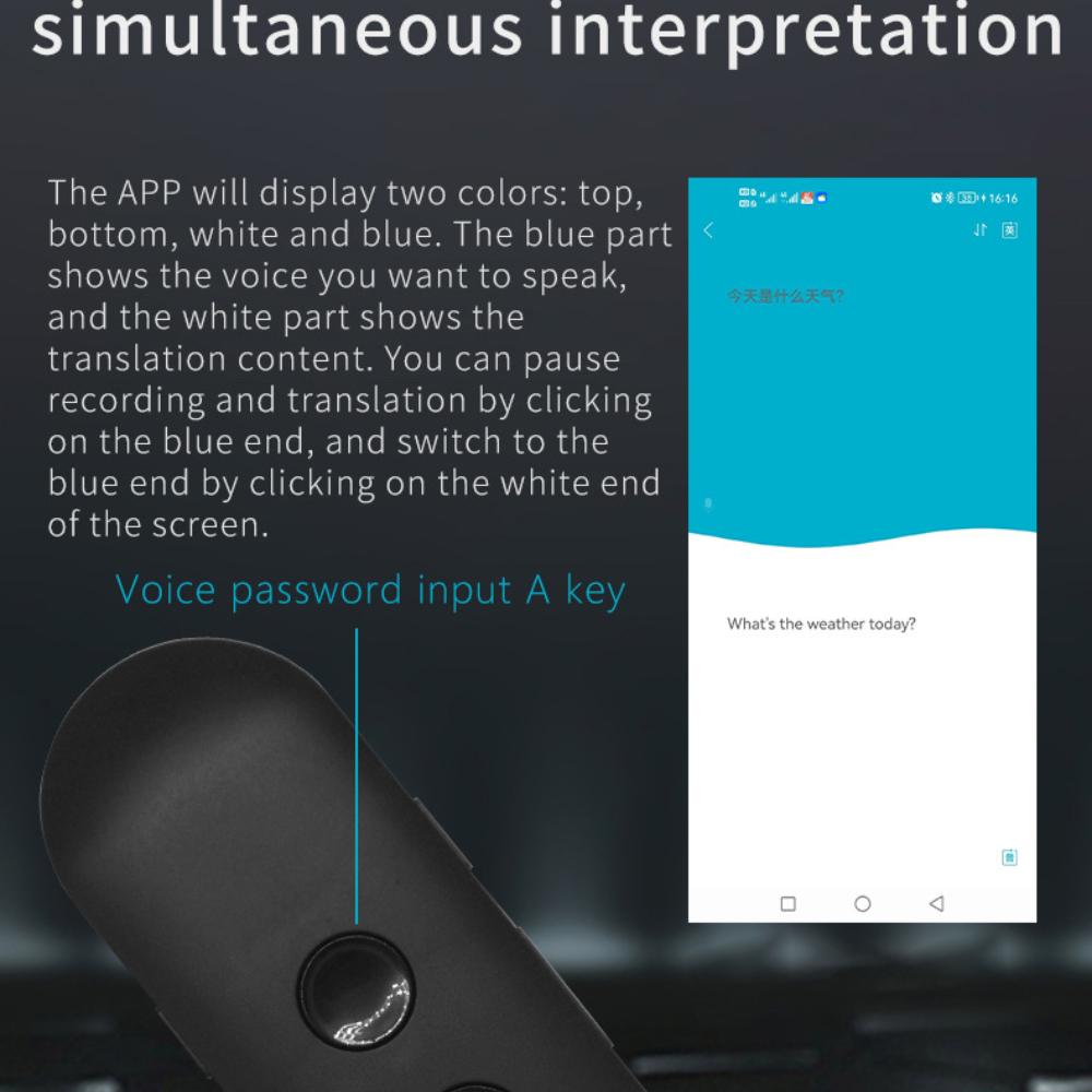 Портативный беспроводной интеллектуальный переводчик 40 языков Двусторонний мгновенный голосовой переводчик в реальном времени Приложение Bluetooth Многоязычный