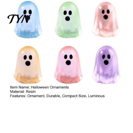 Spooky Resin Craft Accents 6PCS Luminous Mini Ghost Figures, Miniature Glow in The Dark Small Glowing Figures for Display Ornaments,