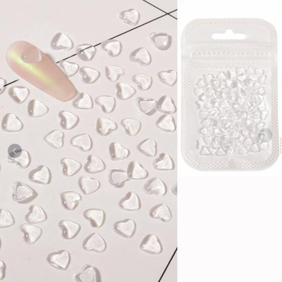 100 шт./пакет, элегантные, надежные, антидеформированные, 3D в форме сердца, из смолы, DIY, очаровательные аксессуары для дизайна ногтей