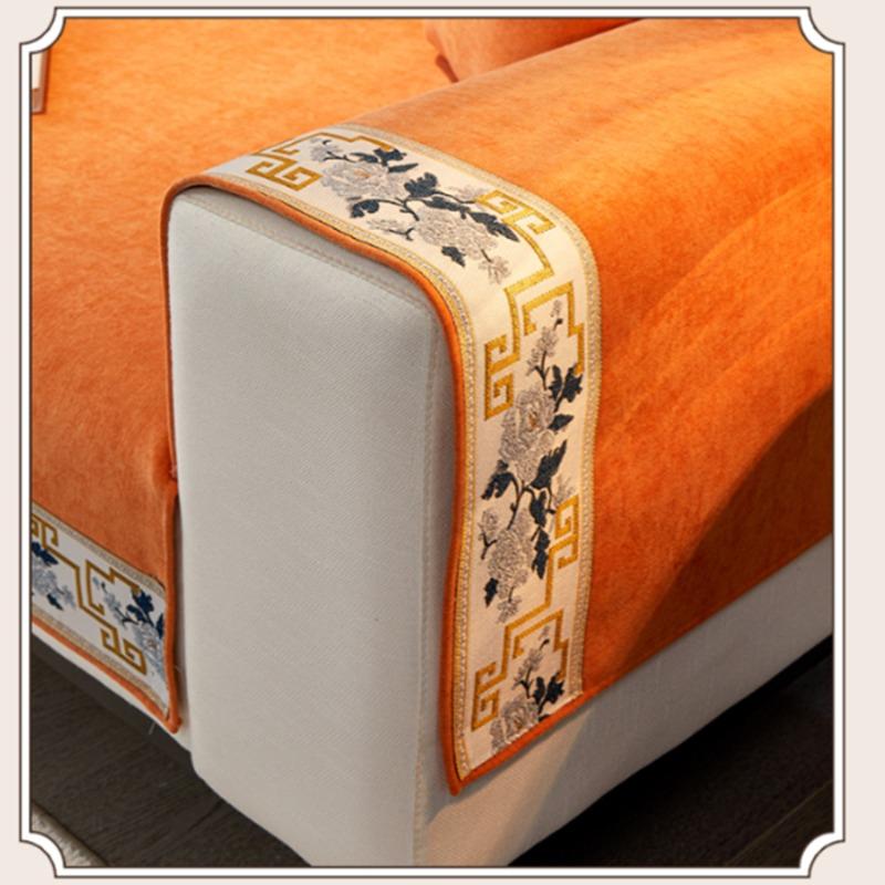 Однотонная противоскользящая подушка для дивана для диванов в гостиной Универсальный чехол-накидка для кресла Полотенце 1 шт. Чехлы для дивана в китайском стиле с вышитым краем