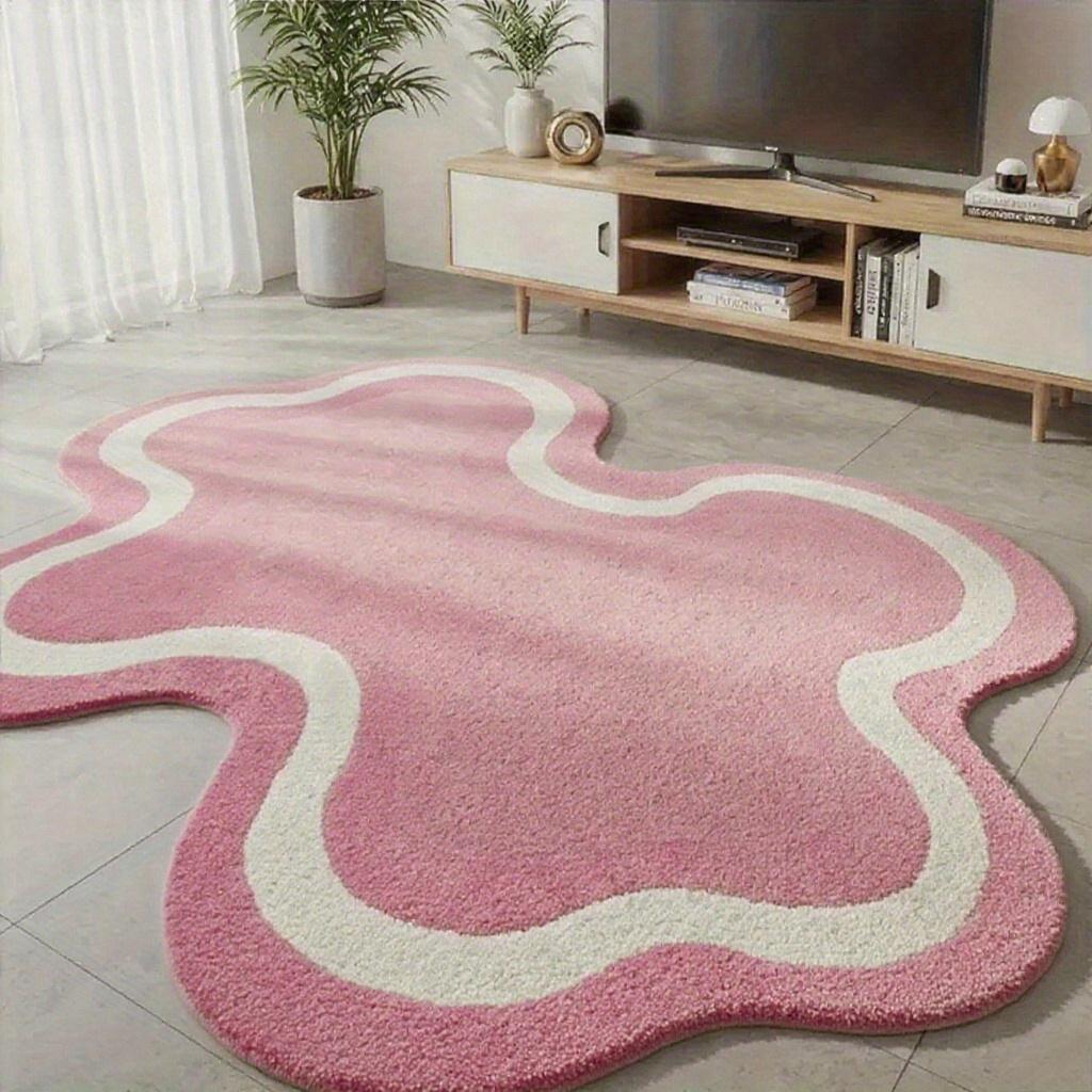 Modern Minimalist Carpets For Living Room Fluffy Soft Study Rug Irregular Shapes Bedroom Decor Pink Carpet Thick Plush Floor Mat
