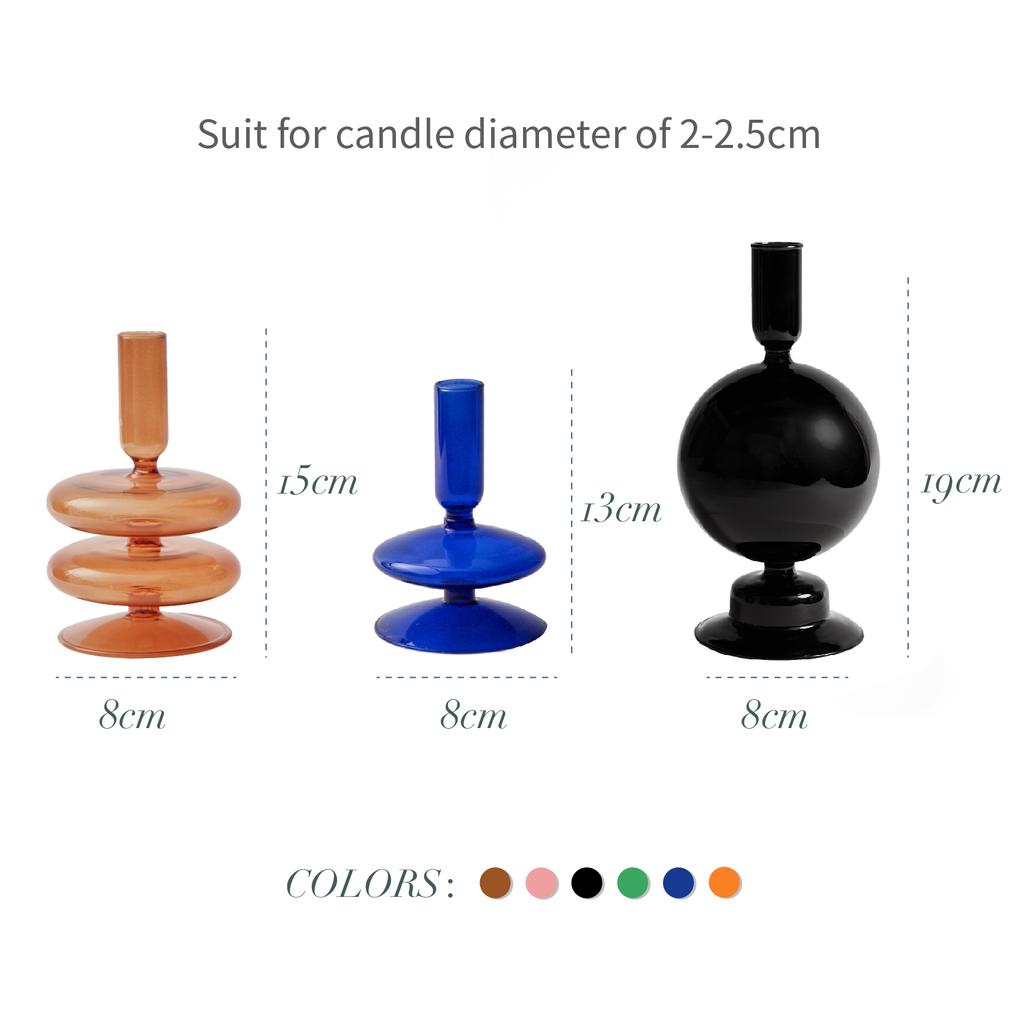 Floriddle Taper Candle Holders Glass Candlesticks for Home Wedding Table Decoration Glass Vase Table Bookshelf Candles Stand