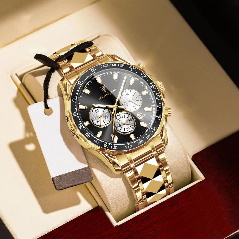 POEDAGAR Роскошные мужские наручные часы Водонепроницаемые светящиеся часы-хронограф для мужчин из нержавеющей стали Мужские кварцевые часы Мужские подарки Reloj Hombre