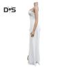 Lady Evening Dress One Shoulder Sleeveless Split Hem Solid Color Pleated Solid Color Prom Cocktail Party Maxi Dress Ball Gown