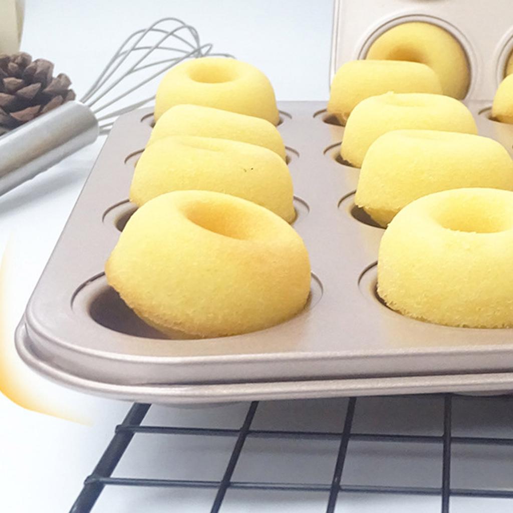 12/24 Cavity Doughnut Baking Pan Nonstick Cake Baking Pan Carbon Steel Mini Donut Mold Doughnut Bakeware Tray Durable