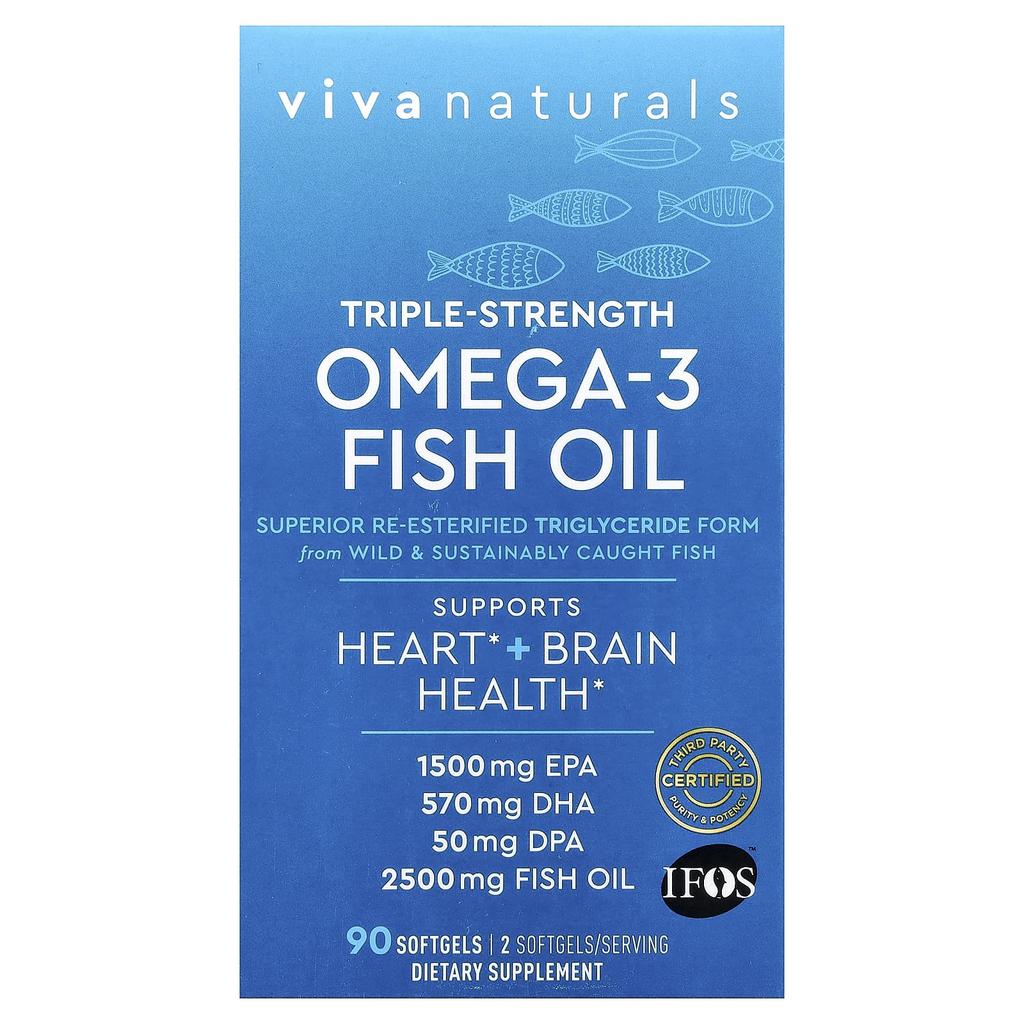 Omega-3 Fish Oil, Triple Strength, 2,500Mg, 90 Softgels