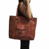 Handmade Genuine Vintage Brown Goat Leather Lady Shoulder Purse Tote Sling Bag