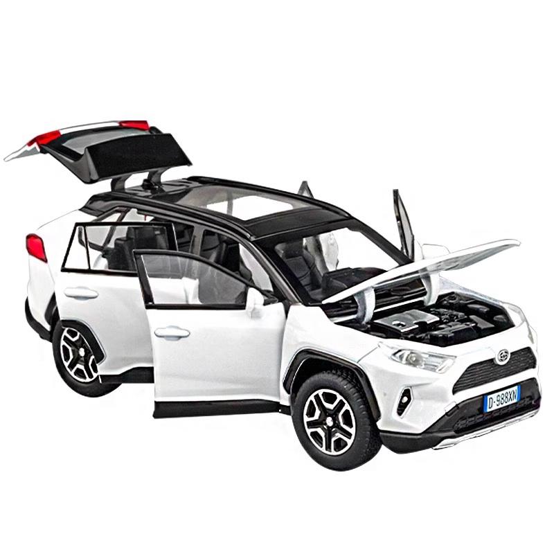 1/32 Toyota RAV4 SUV 2023 Литая металлическая модель автомобиля Звук и свет Оттяжка Детская игрушка Коллекционные предметы Подарок на день рождения