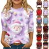 Детская футболка с рукавом 3/4, повседневная футболка с принтом, круглый вырез, блузка-пуловер