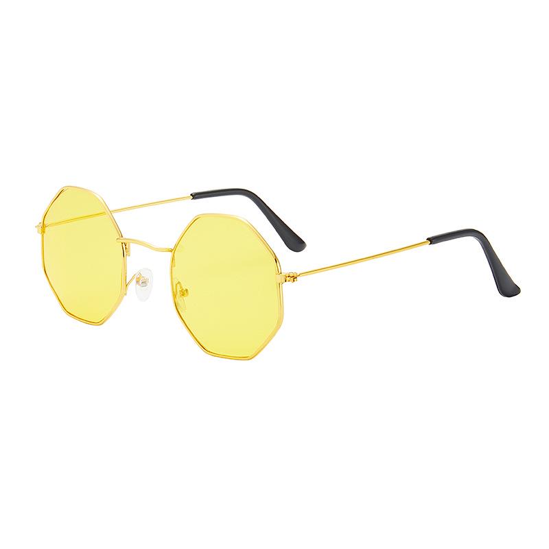 Модные Новые Креативные Прозрачные Солнцезащитные Очки с Линзами Океанского Цвета, Восьмиугольные Очки для Законодателей Моды, Очки с Металлической Оправой