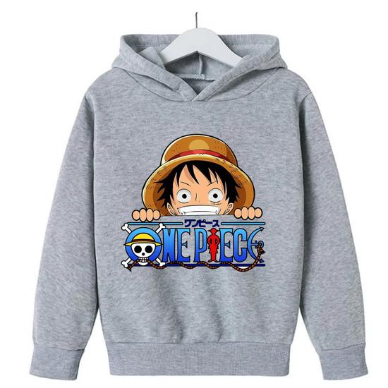 Детская худи с принтом логотипа-черепа Луффи из аниме One Piece, пуловер с капюшоном, осенняя уличная одежда, детские топы