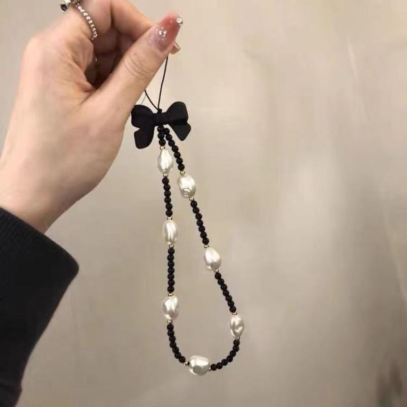 DIY маленький свежий хрустальный бант цветы любовь жемчужный браслет женская любовь цепочка для мобильного телефона защита от падения аксессуары для мобильных телефонов