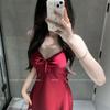 Sexy Pajamas Women's Ice Ribbon Chest Pad Pure Desire Wind Suspender Pajamas 1011 New Silk Loungewear Available