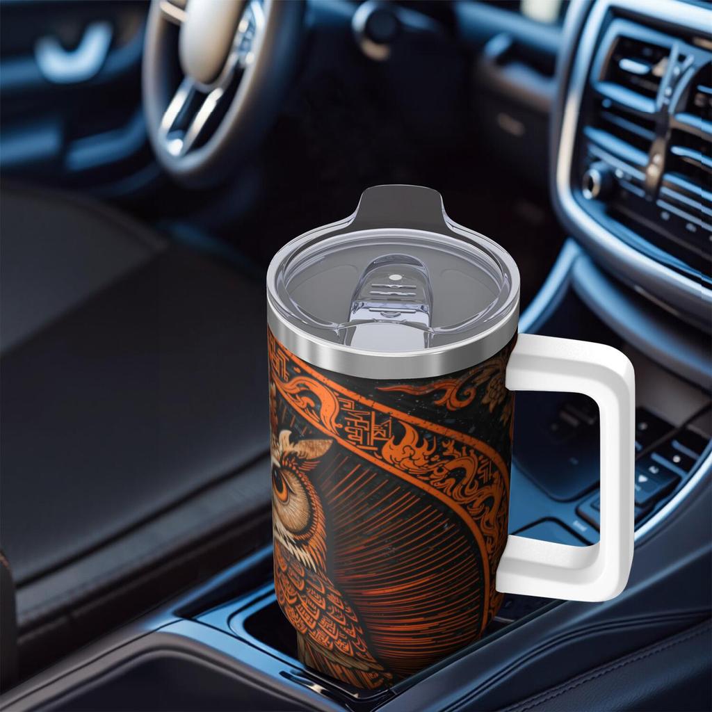 Owl Handle Cup Set with Straw, Maximum Capacity 40oz, Inner Layer 304 Stainless Steel, Outer Layer 201 Stainless Steel, Seamless Inner Liner, Lid