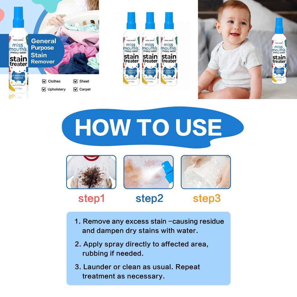 Messy Eater Versatile Cleaning Spray For Fabric And Sofa Stains With Safe Formula