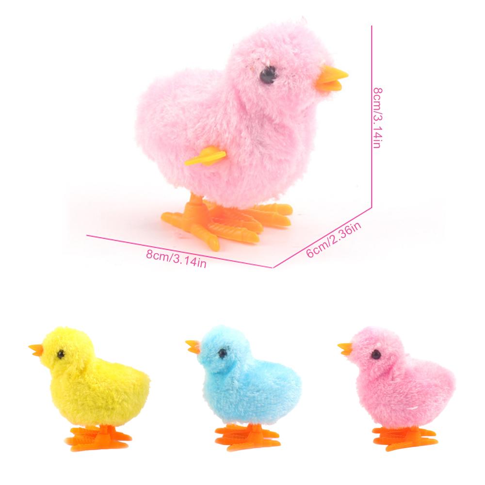 1PC Random Chick Wind Up Toys Cute Plush Simulation Educational Walking Chicken Chain Winding Animals Toy Gift for Kids Pet Cat