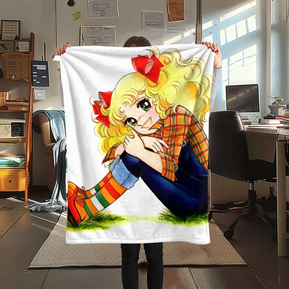 1PC Candy Candy Print Flannel Blanket, High quality All Seasons, Home Decor, Warmth and Comfort, Perfect for Christmas Gifts