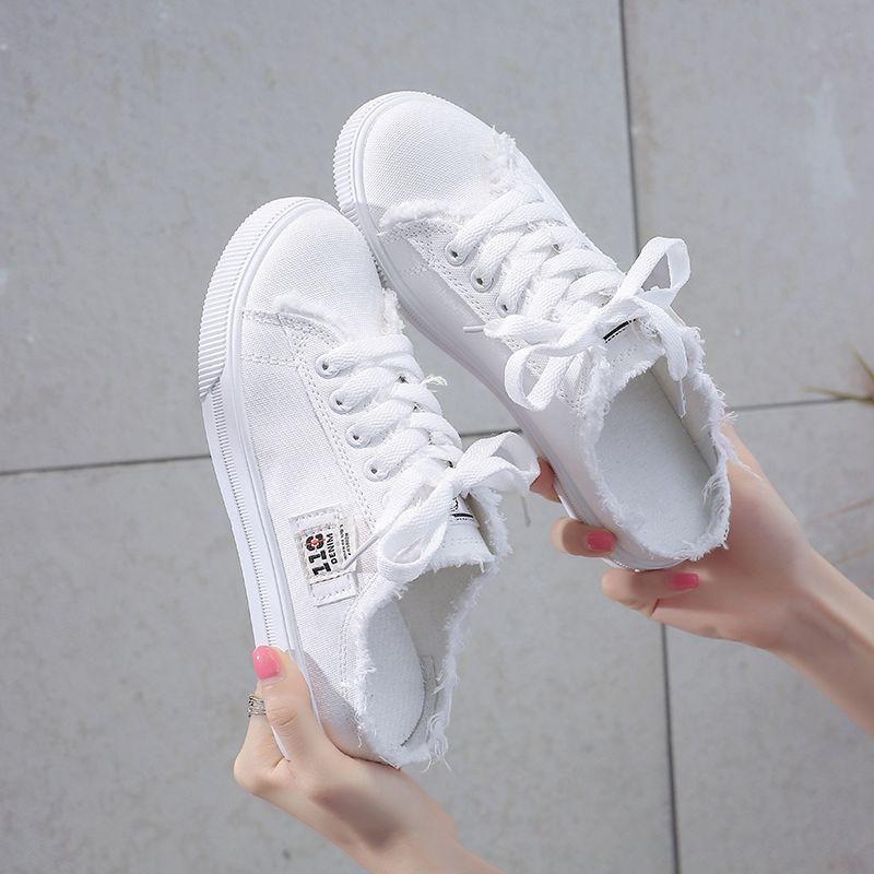 2024 Летние женские парусиновые туфли большого размера 35-43 Женские кроссовки Легкие женские туфли Повседневные тапочки с низким верхом на шнуровке