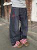 RogueWave Американский Ретро Клетчатый Пэчворк Закатанный Край Женские Джинсы Хай Стрит Харадзюку Свободные Широкие Прямые Штанины Мужские и Женские Брюки
