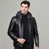 Мужское пальто из натуральной кожи осенне-зимнее с капюшоном, утолщенное бархатное теплое пальто, кожаная куртка для мужчин