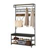VEVOR Hall Tree, 1830 mm Coat Rack with Shoe Bench, 2-Tier Freestanding Shoe Rack Storage Organizer with Hooks, Hanging Rod and Wire Shelf