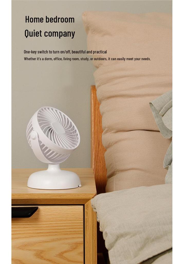 Compact Rechargeable Silent Office Dorm Fan with Oscillation