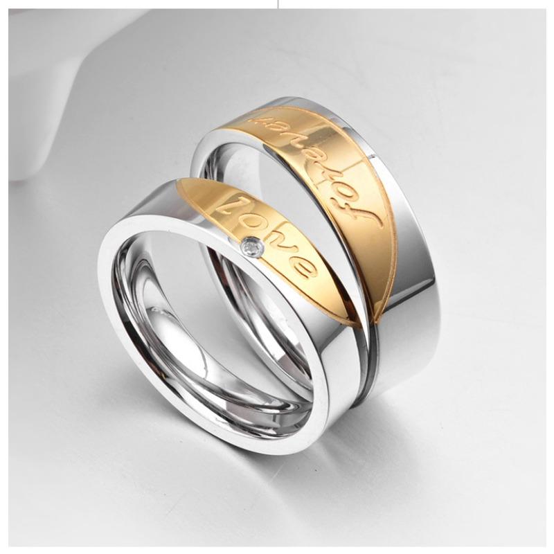 Парное кольцо Кольцо с бриллиантом из нержавеющей стали Кольцо из титановой стали Парное кольцо Кольцо-пара в форме сердца