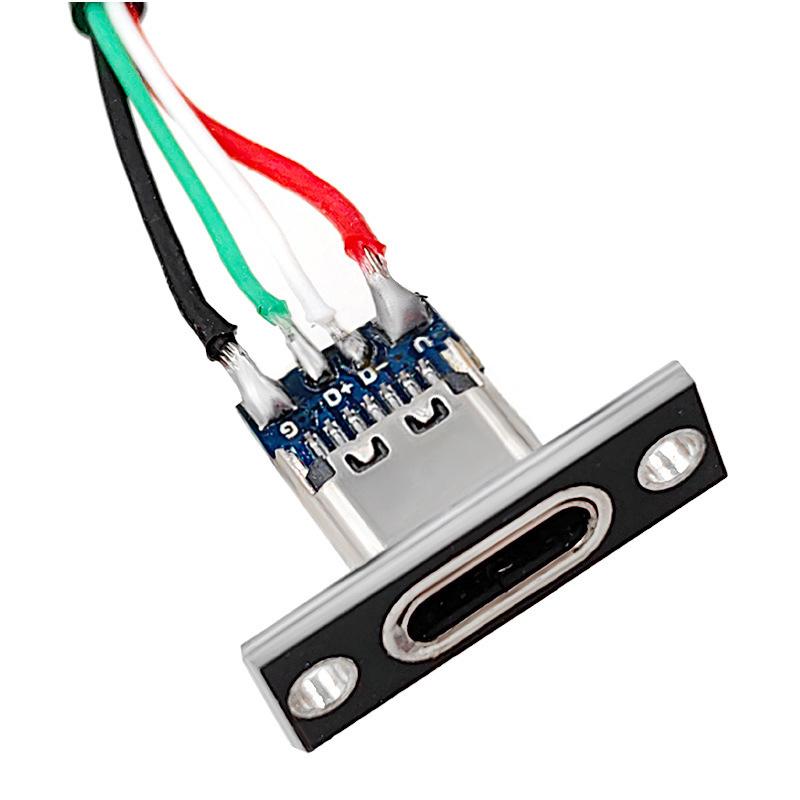 Usb Jack 3.1 Type-C 4 P Welding Wire 3A Female Diy Connector Straight For Mobile Phone Charging Port Charging Socket