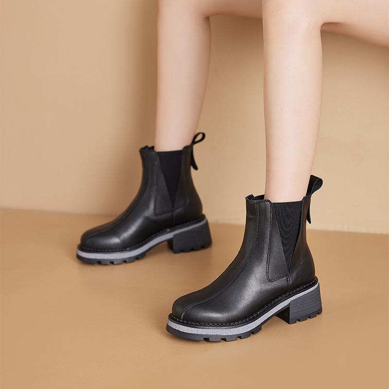 Осенние бархатные кожаные ботинки Мартин женские на толстой подошве с внутренней платформой, ботинки-сигареты женские, ретро, повседневная женская обувь на одной педали