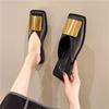Square Toe Mules Shoes for Women Low Heel Woman Slippers Original New Fashion Slides On Offer Slip-resistant Easy Wears Sandals