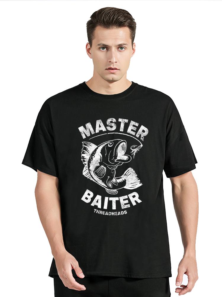 Unisex Master Baiter T Shirt Unisex Cotton Tops Funny Fishing Skills Tees Printed Humor Fisherunisex Jokes Rod Pole Grandpa Tshirt