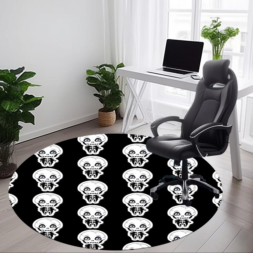 1pc Halloween Skull Decals Carpet, Round Non Slip Durable Large Size Office Carpet, Suitable for Office