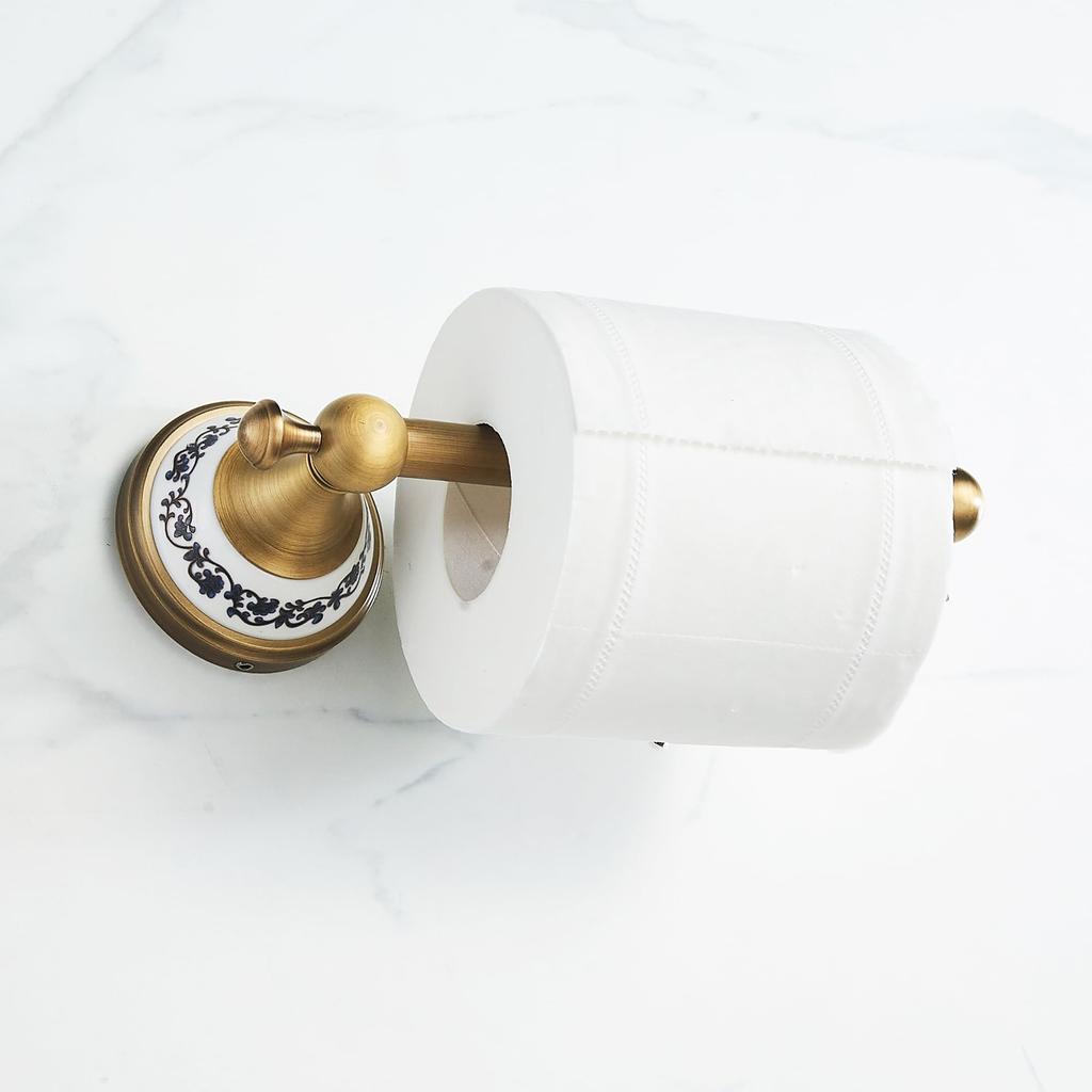 Antique-bronze wall-mounted toilet paper holder gold color