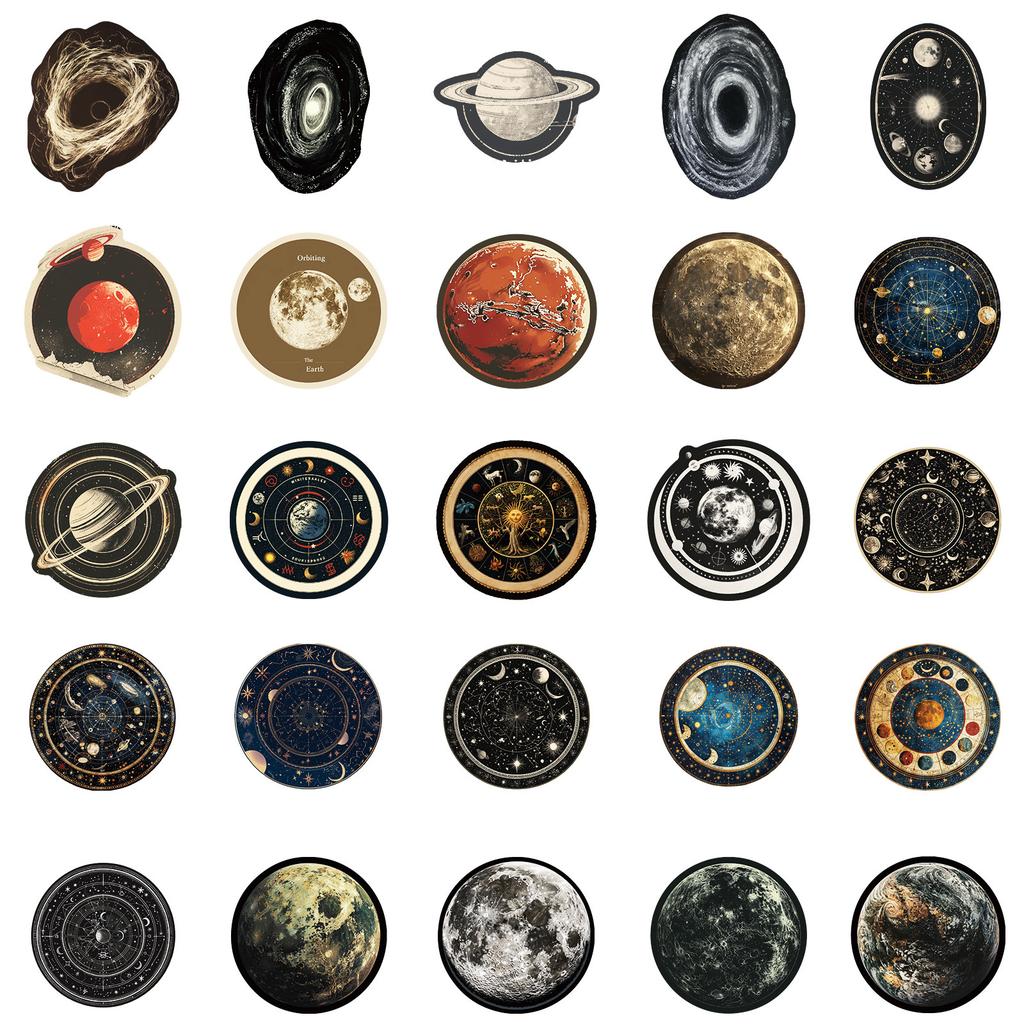 50PCS Space Literature Stickers, Time Travel Sci-Fi Decals for Laptop, Luggage & DIY Decoration