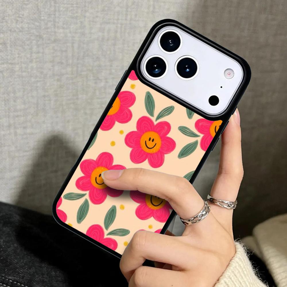 Capa Case for iPhone 17 Air 16 Pro Max 15 Plus 11 13 Mini 14 12 Back Phone Cover Cute Flower