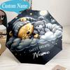 Custom Name Cartoon Pooh Umbrella, 8-Rib Folding Umbrella, Lightweight Portable Design for Lovers, Friends, Perfect Gift for Birthdays