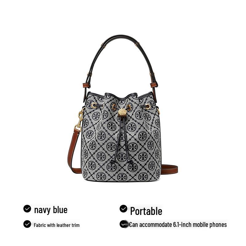 Tory Burch T Monogram Jacquard Drawstring Bucket Bag