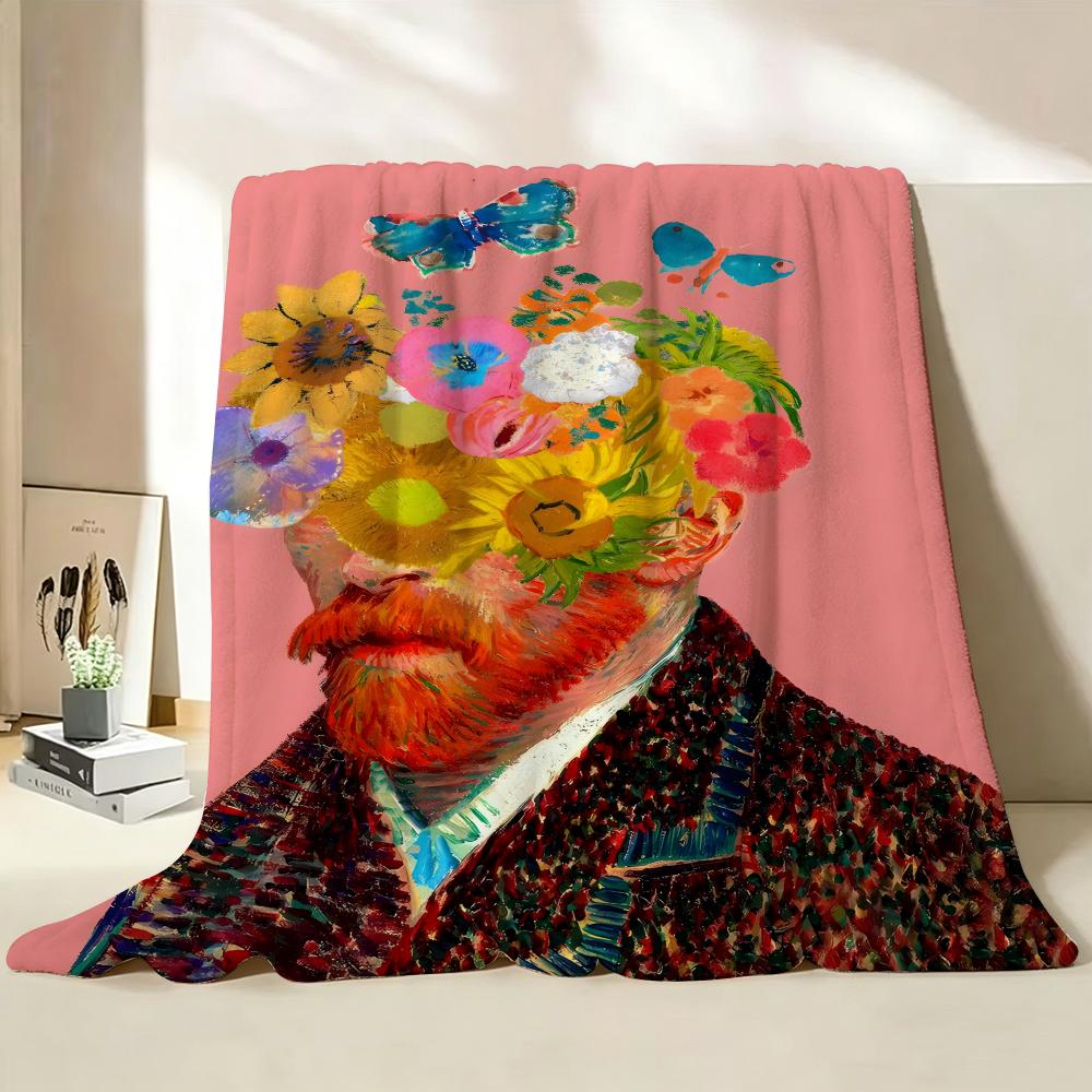Art F Funny f floral a art Throw Flannel Throw Blanket Suitable for Sofa Living Room Bedroom