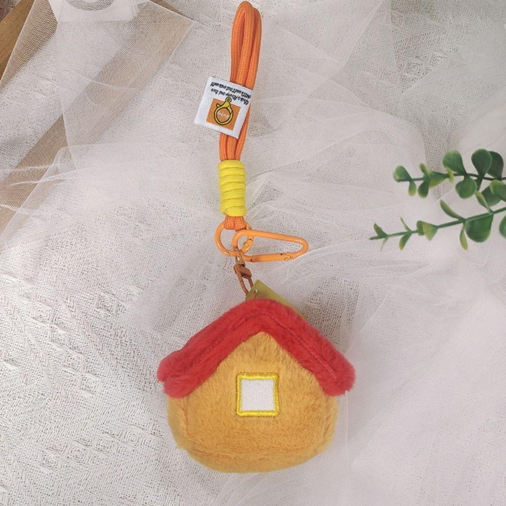 Fluffy Simulation House Plush Toy Jewelry House Car Keyring House Shape Plush Keychain  Home Decor
